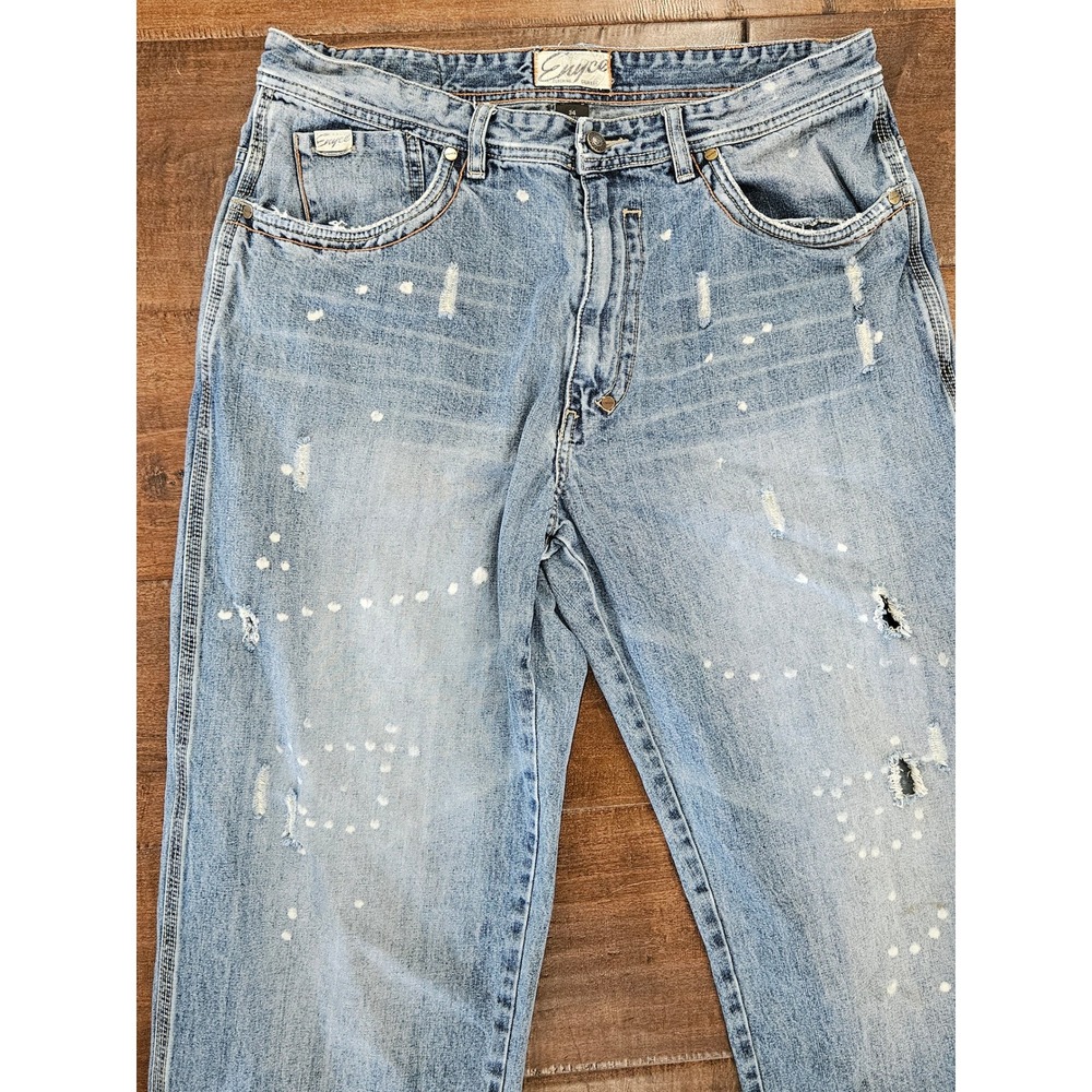 VTG Y2K Streetwear Skater Hip Hip Enyce Baggy Distressed Paint Splatter 34
